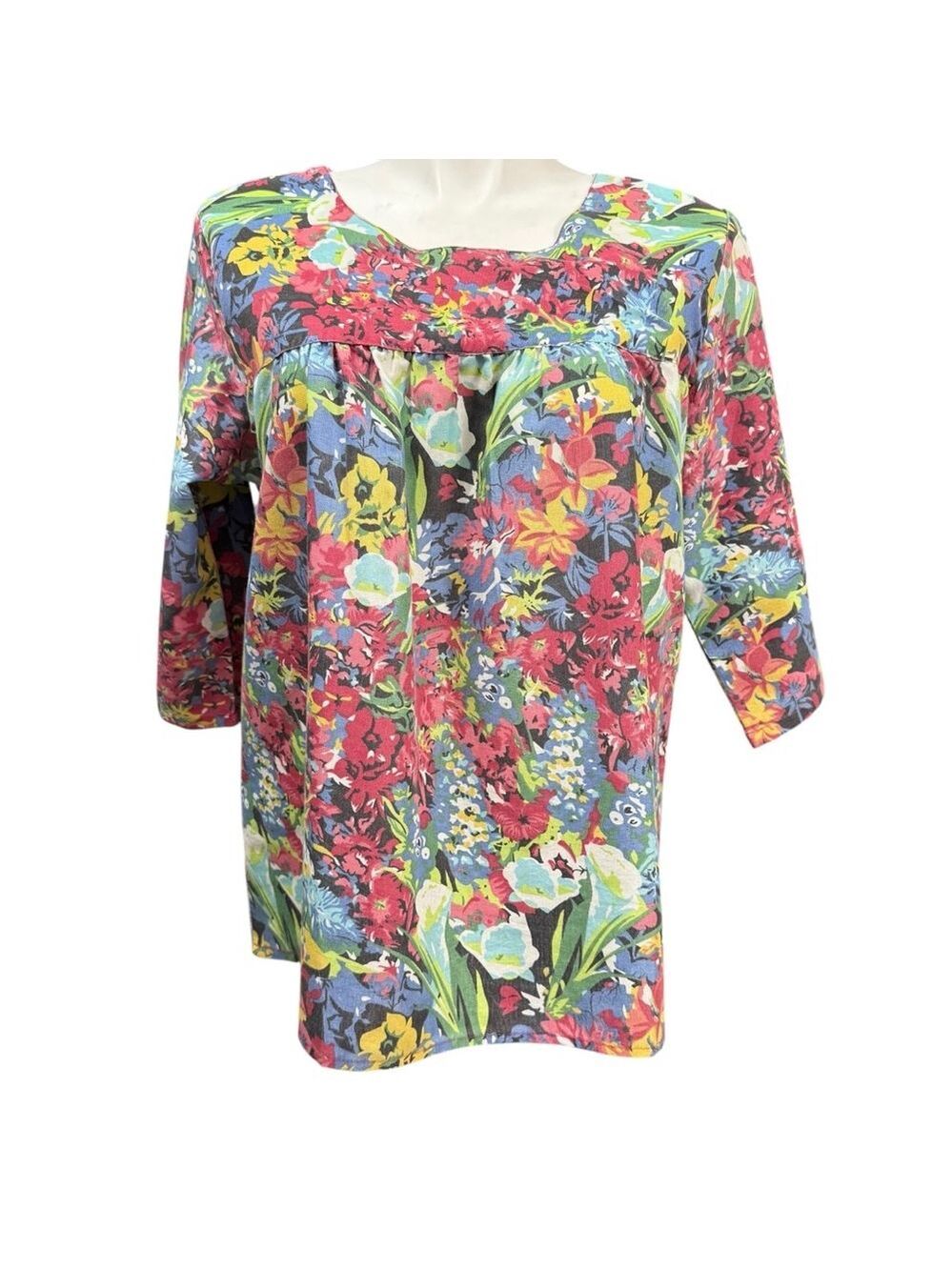CW Classics Floral Print Top Size 1X Multi-color
